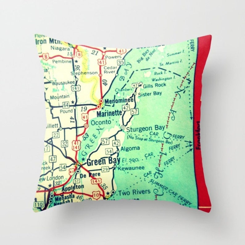Milwaukee Throw Pillows Green Bay Wisconsin Home Decor Custom Wisconsin Pillow Covers 18x18 Wisconsin Personalized Gifts