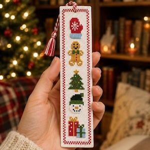 Julprovbokmärkesmönster - Pepparkaksjuldiagram - Julprovbokmärke, Bokälskarens present - Direktnedladdning