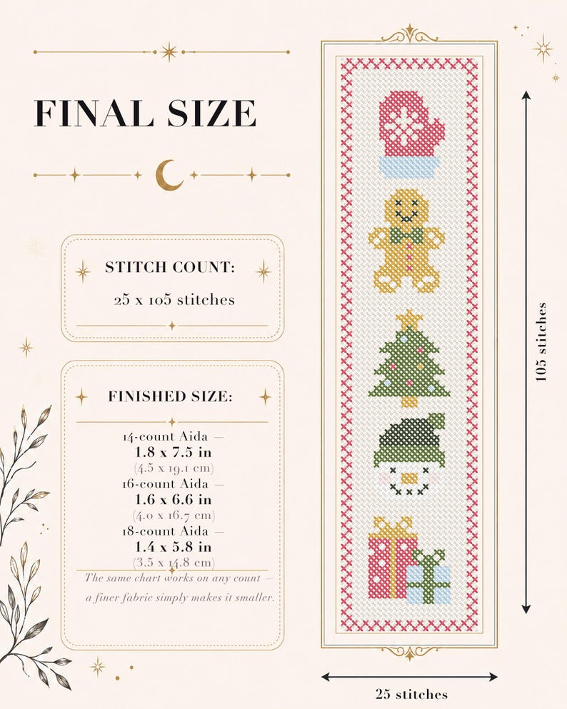 Text Tree Chart Christmas Sampler Bookmark Pattern - Gingerbread Christmas Chart ...