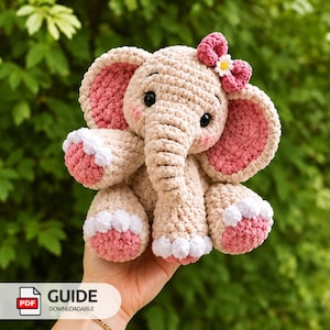 Baby Elephant Crochet Pattern PDF, Cute Amigurumi Elephant Plush Pattern, DIY Stuffed Animal Plushie Guide, Easy Crochet Toy Tutorial