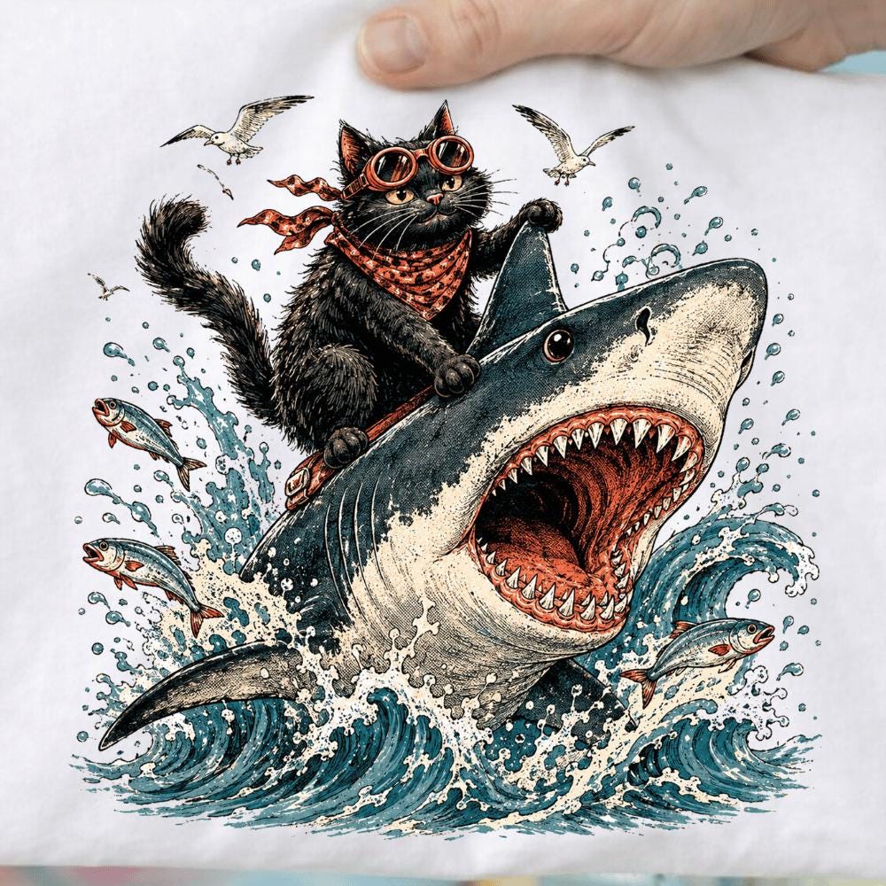 Shark Cat Shirt - Etsy