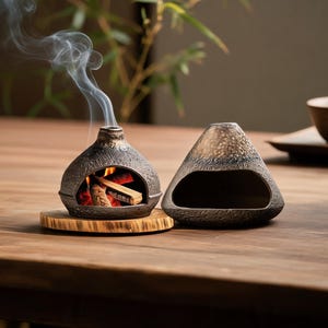 Handmade Textured Ceramic Palo Santo Holder, Wabi Sabi Smudge Stick Burner, Space Cleansing Incense Holder for Meditation Altar