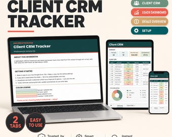 Client CRM Google Sheets: Auto-Calculating Sales Pipeline Spreadsheet (Digital Download)