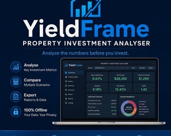 YieldFrame Property Investment Analyser v1.1 | Offline Rental Yield, Cash Flow & Scenario Tool