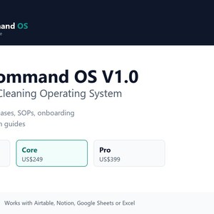 CleanCommand OS Pro | Commercial Cleaning Operations System + Rollout Toolkit | Excel, Airtable, Notion image 1