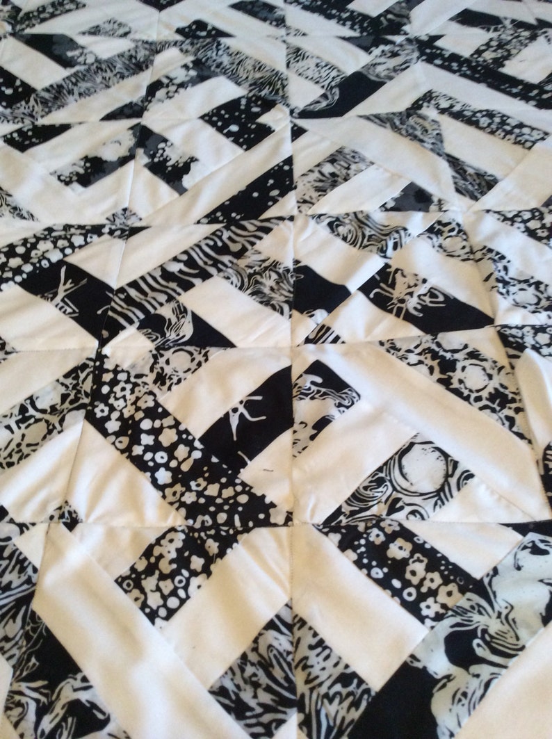 Black/white Queen Handmade Quilt Etsy