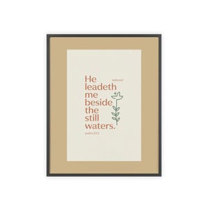 Poster del Salmo 23:2 / Quadro minimalista botanico cristiano da parete