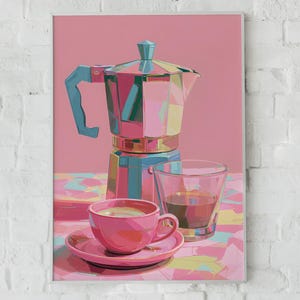 Mokakanna-kaffetryck, rosa köksväggkonst | Digital nedladdning - 25+ populära utskrivbara storlekar - IYS56