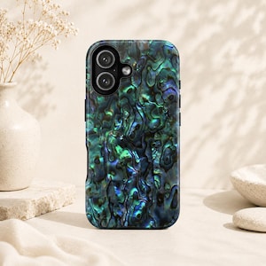 Abalone Shell-telefonskal | Skimrande havsfärgat akvatiskt tåligt skal | iPhone, Samsung Galaxy och Google Pixel