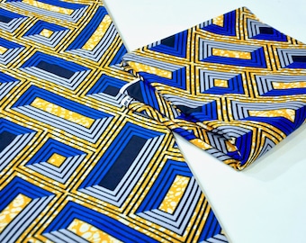 Orange & Blue African Print Cotton Fabric