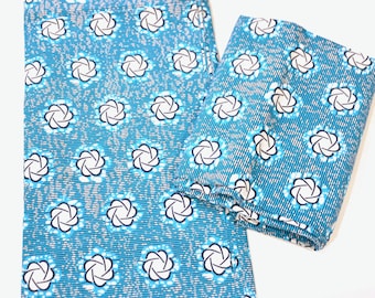 Blue & White African Print Cotton Fabric