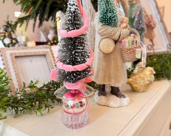 Vintage Mercury Glass Topiary with Crystal pieces