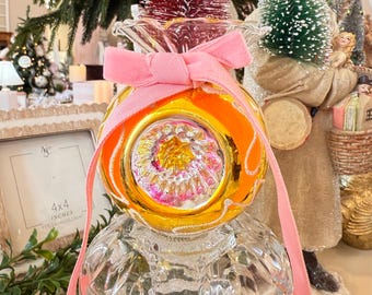 Vintage Mercury Glass Topiary with Crystal pieces