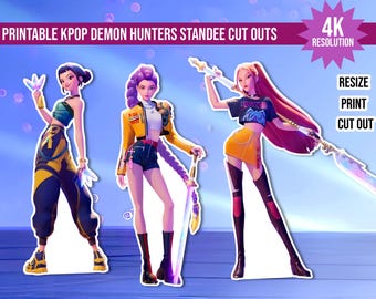Printable Kpop Demon Hunter Standee Cut Outs, Prop Huntrix DIY Party Decor, Paper Standee, Birthday Decor, Cosplay & Fan Gift