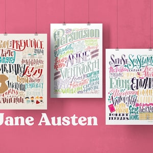 Set of three Jane Asuten posters: Pride and Prejudice, Persuasion, Sense and Sensibility image 1