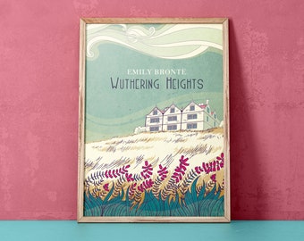 Wuthering Heights illustrated poster - Emily Bronte - literary print (12,60 x 18,10)