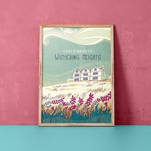 Wuthering Heights illustrated poster - Emily Bronte - literary print (12,60 x 18,10)