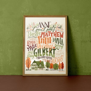 Anne of Green Gables poster, characters and places in handlettering 12,60 x 18,10 image 1