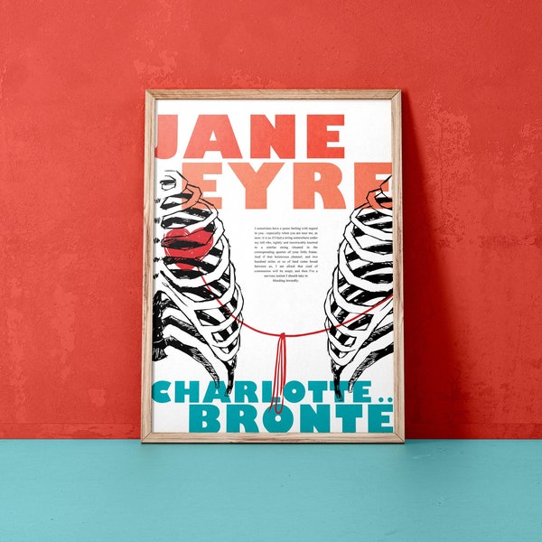 Jane Eyre quote: A string tied here under my left rib print (12,60 x 18,10)