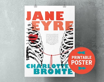 Jane Eyre Rib poster, A string tied here under my left rib, print at home poster