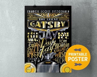 The Great Gatsby  poster dedicated to the novel by Francis Scott Fitzgerald in digital download edition