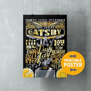 The Great Gatsby  poster dedicated to the novel by Francis Scott Fitzgerald in digital download edition