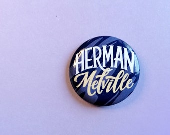 Herman Melville pin, gift for the Moby Dick lover, hand lettering