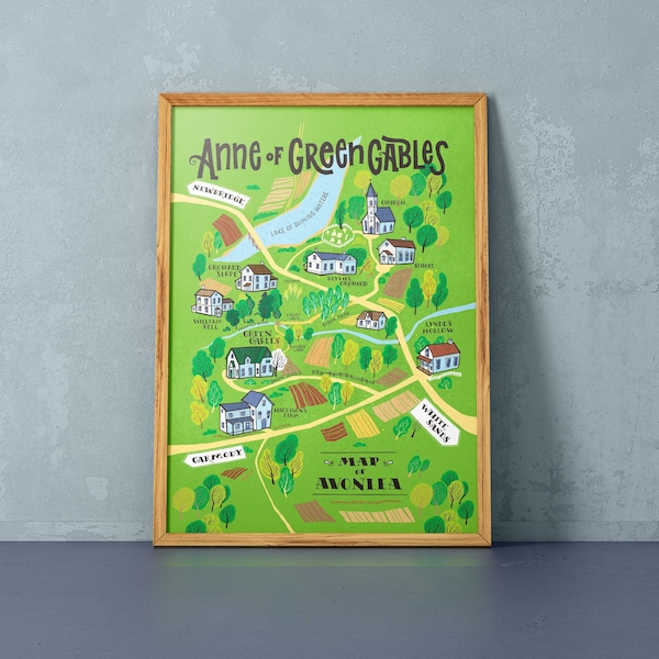 Anne of Green Gables map, illustrated map of Avonlea (12,60 x 18,10)