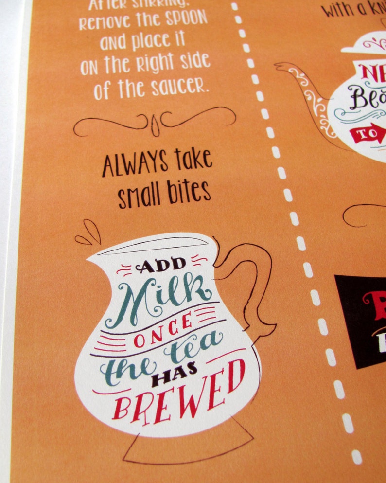 Tea Poster. Print at Home Poster on the Etiquette of Tea Etsy