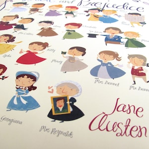 Jane Austen wall art. Pride and Prejudice print: Marathon with all the characters from the book image 3