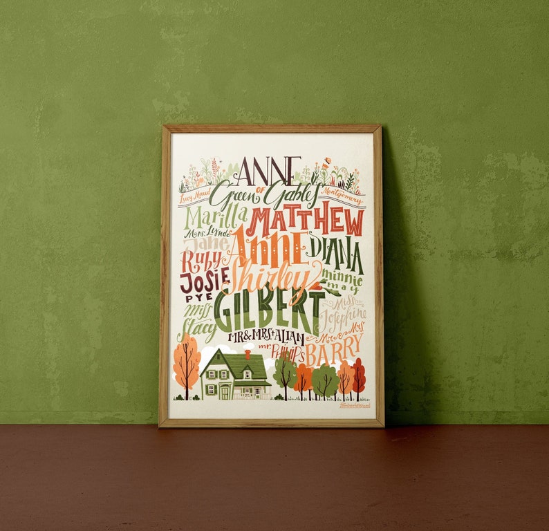 Anne of Green Gables poster, characters and places in handlettering 12,60 x 18,10 image 1