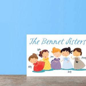 Bennet Sisters illustré cartes postales de la fierté et des préjugés par Jane Austen (ensemble de 5)