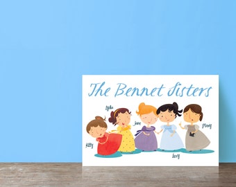 Bennet Sisters illustrated postcards from pride and Prejudice by Jane Austen  (set of 5)