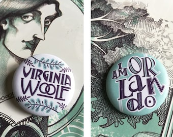 Virginia Woolf and Oralndo pins, set of two pins