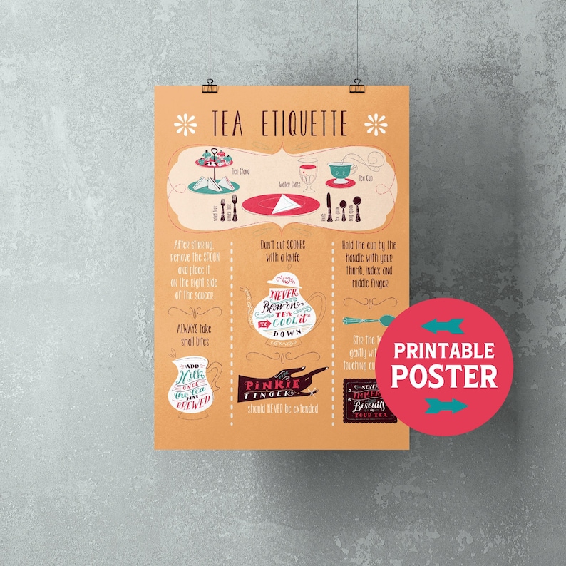 Tea Poster. Print at Home Poster on the Etiquette of Tea Etsy