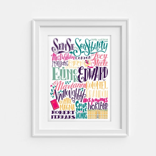 Sense and Sensibility Characters and Places Jane Austen Art - Etsy