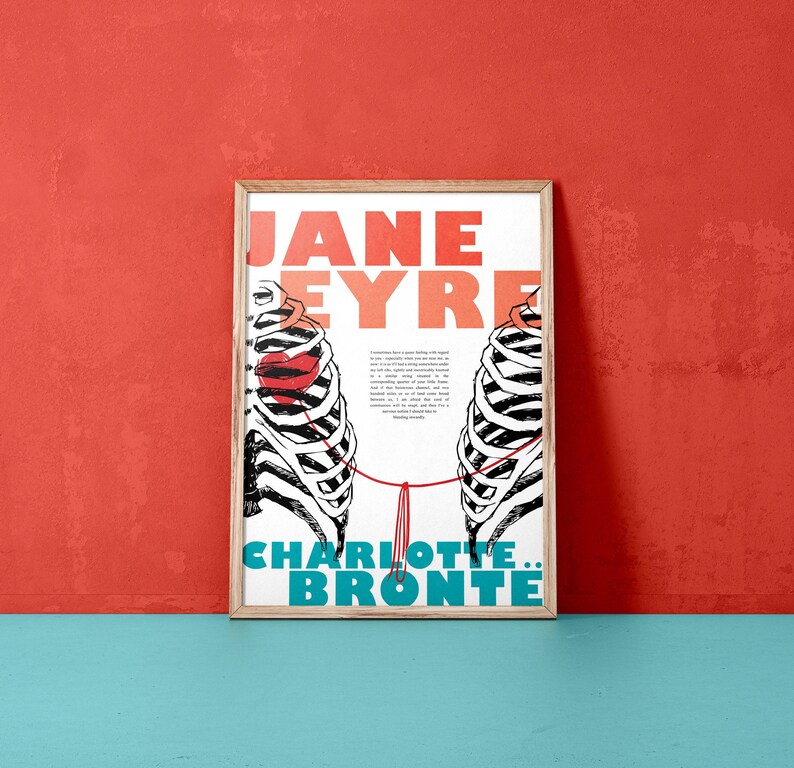 Jane Eyre Quote A String Tied Here Under My Left Rib Print Etsy UK