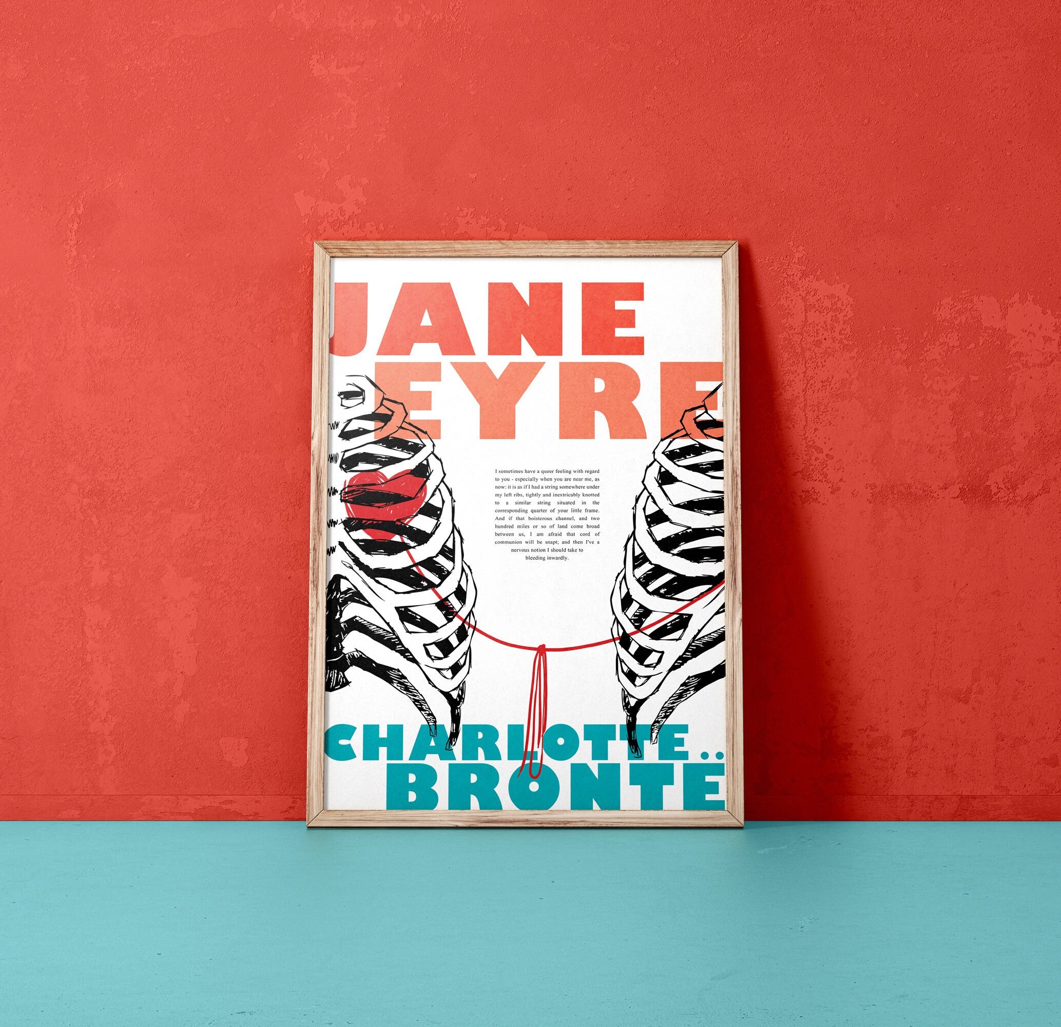 Jane Eyre Quote A String Tied Here Under My Left Rib Print Etsy UK