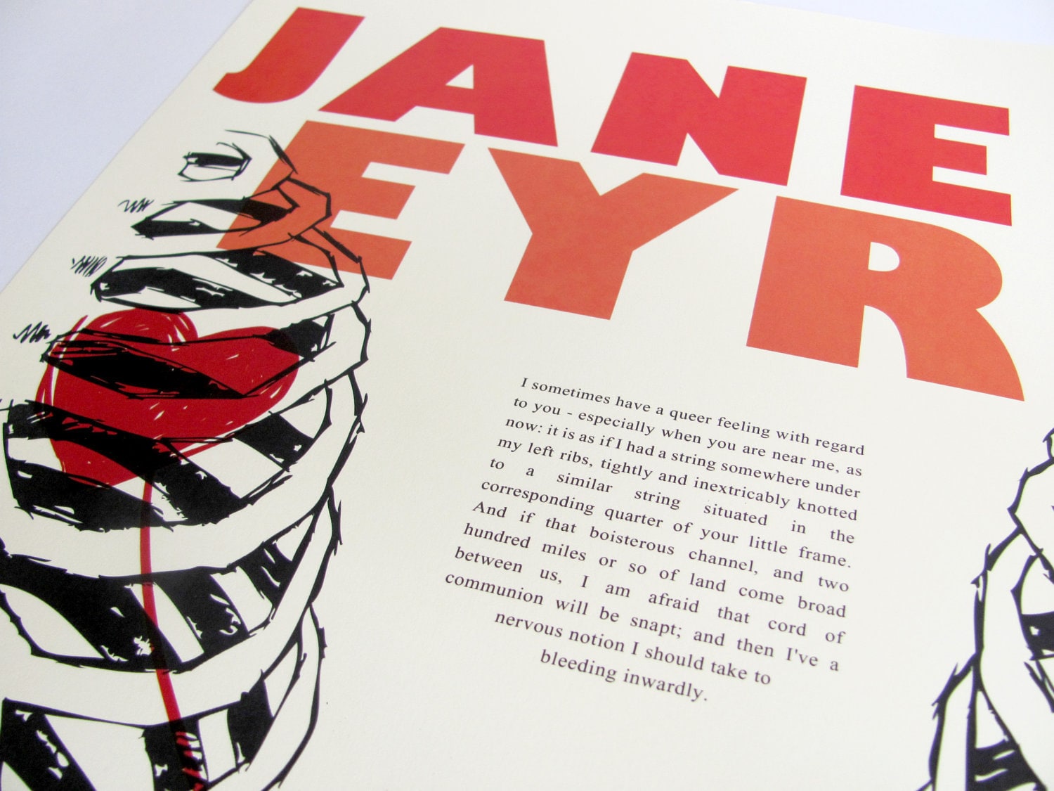 Jane Eyre Quote A String Tied Here Under My Left Rib Print Etsy