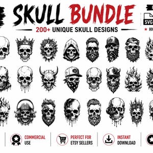 Skull SVG Bundle – Gothic, Halloween & Dark Skull Designs for Cricut and Silhouette