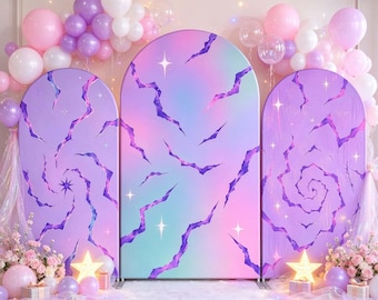 Sfondo per feste a tema galassia scintillante, decorazione per feste per bambini.