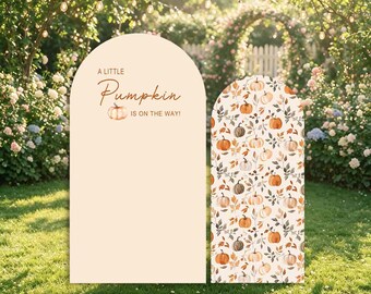 Sfondo per baby shower a tema "Una piccola zucca in arrivo" - Copertura per arco - Festa di compleanno per bambini - Autunno