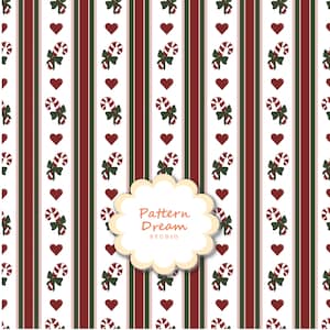 Christmas Seamless Digital Paper, Holiday Scrapbook Paper, Instant Download File, Seamless Red Candy Cane Pattern, Christmas Patterns