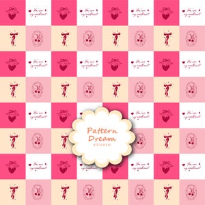 Pink Valentines digital paper, Seamless repeat printable pattern, instant download file, Valentine's Day Seamless Pattern, Digital Paper