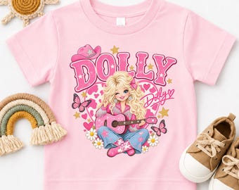 Dolly Parton Kids Shirt, Dolly Tribute T-Shirt, Country Music Girl Tee, Pink Cowgirl Shirt, Western Graphic Tee, Gift for Girls