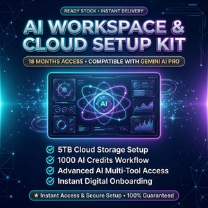 All-in-One AI Cloud Workspace Kit & Setup Service - 18 Months Direct Access for Gemini AI Pro Users, 5TB Storage Optimization Guide