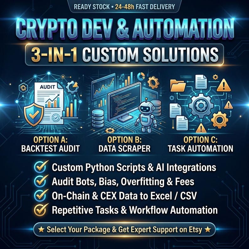 Custom Crypto Python Script & Automation Service - Trading Strategy Backtest Audit, Market Data Scraper, Bot and Spreadsheet Automator image 1