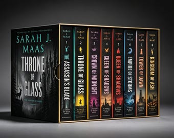 Coffret de 8 livres « Le Trône de Verre », série fantastique de Sarah J. Maas, collection complète, romans d'amour, cadeau fantastique