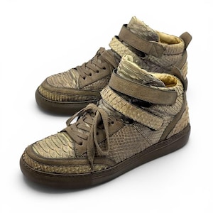 Real Brown Python Leather Sneakers | Handmade Luxury Casual Shoes | Exotic Leather Fashion Shoes | Premium Footwear