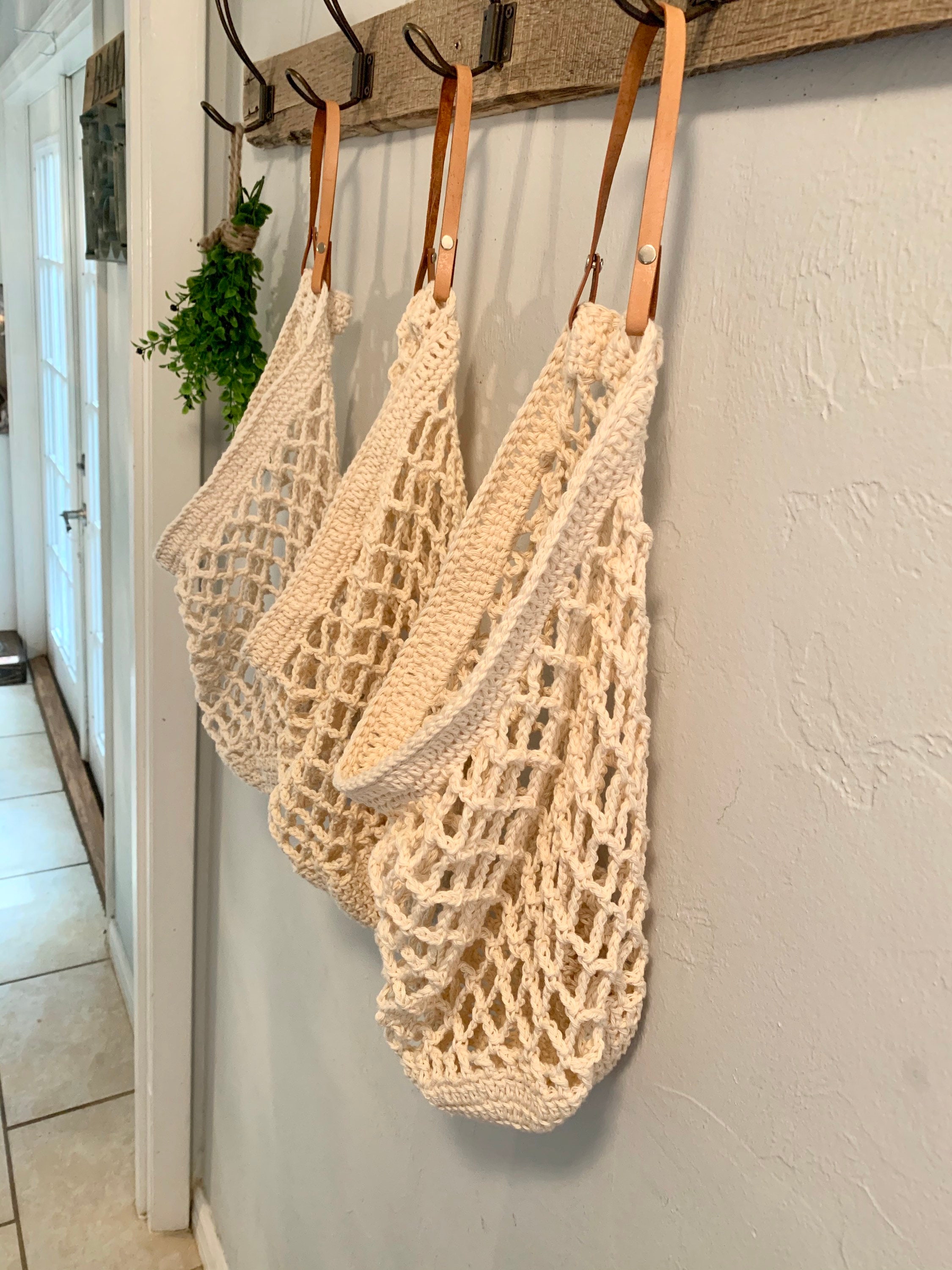 Crochet Hanging Basket / Hanging Bag / Storage Bag / Beach Bag Etsy